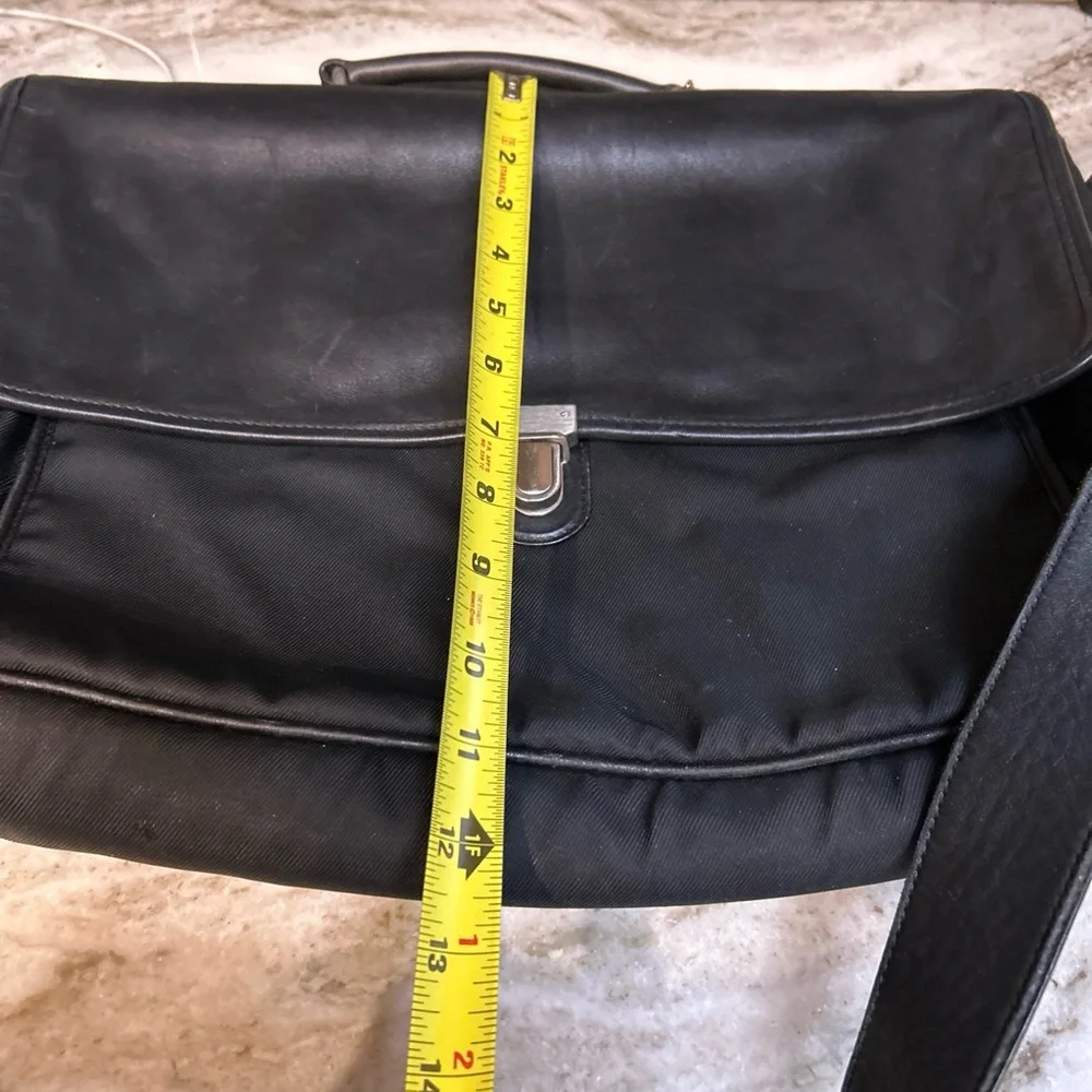 COACH MENS MESSENGER BRIEFCASE LAPTOP BAG BLACL LEATHER/Nylon trim 17x12